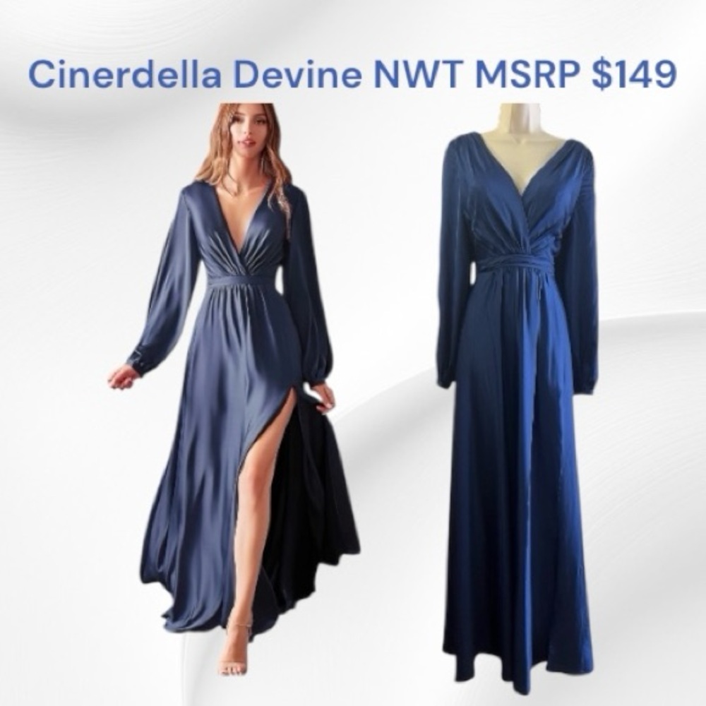 Cinderella Devine Style 7475 Navy Formal Gown NWT Size 12